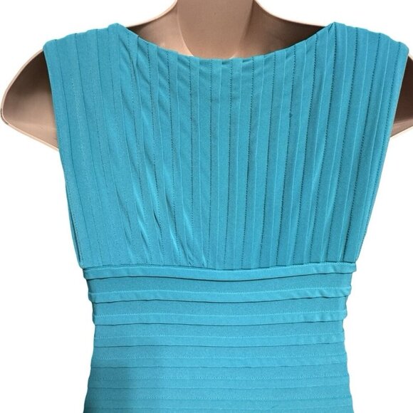 CALVIN KLEIN Teal Bandage Dress Sz 0/2‎ Pleated Crossover Waist PinTuck Slinky - Picture 4 of 14